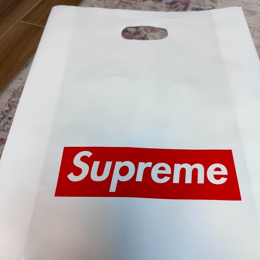 Supreme White Plastic Empty Shopping/ Tote Bag In Great Shape!